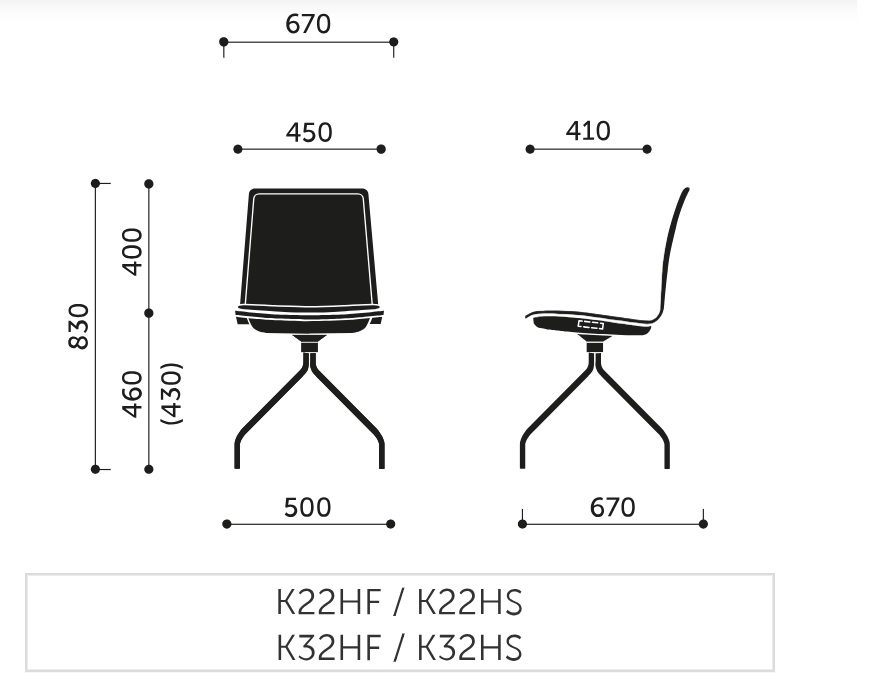PROFIM - COM Krzesło Konferencyjne K32HF | Kubełek ze sklejki | Tapicerowane nakładki na siedzisko i oparcie | stelaż typu "pająk"