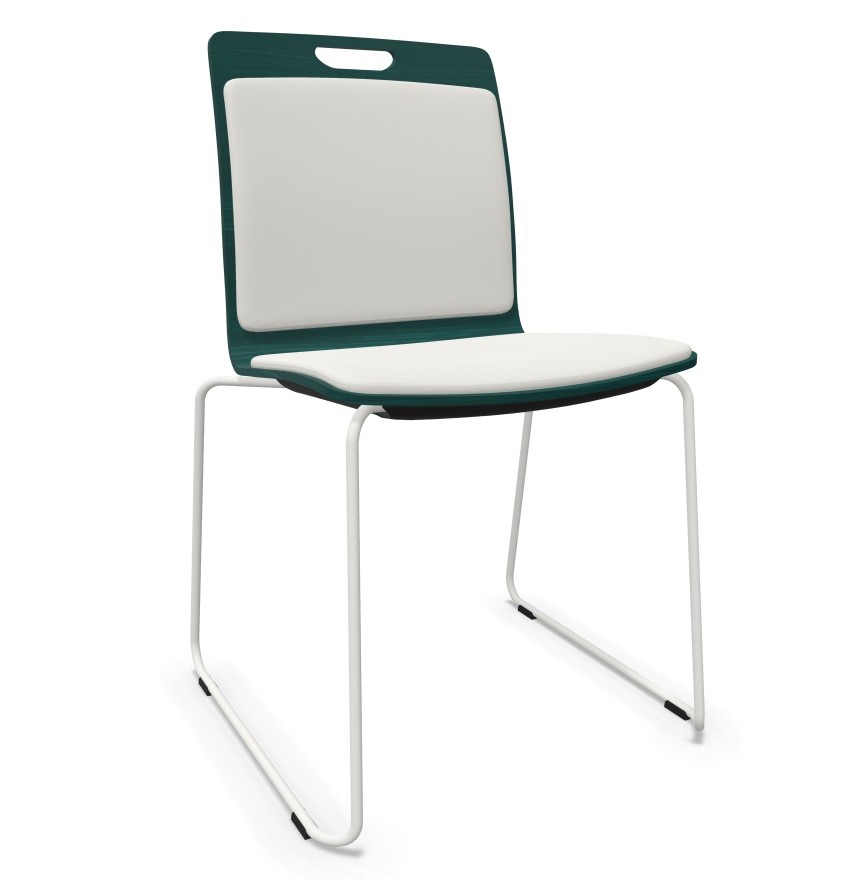 PROFIM - COM Krzesło Konferencyjne K32V | Kubełek ze sklejki | Tapicerowane nakładki na siedzisko i oparcie | Stelaż V
