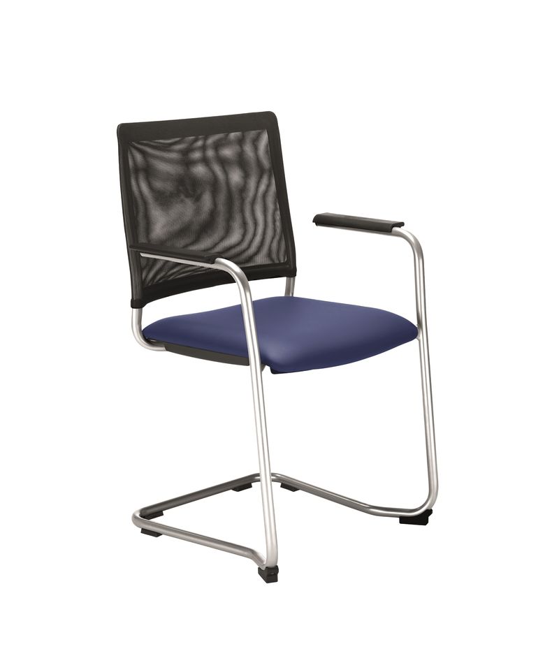 NOWY STYL - INTRATA VISITOR Krzesło konferencyjne V-34 CFBL-ARM | Oparcie tapicerowane siatką Runner | Na płozie | Podłokietniki