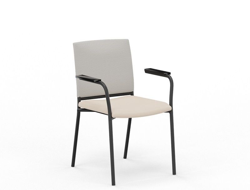NOWY STYL - INTRATA VISITOR Krzesło konferencyjne V-34 FLBL-ARM | Oparcie tapicerowane siatką Runner | na 4 nogach | Podłokietniki