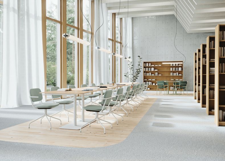 PROFIM - NORMO Krzesło Konferencyjne 500HS | stelaż typu "pająk" - na stopkach | Wersja obrotowa | Konstrukcja - 100% pochodzenia z recyklingu Aranżacja