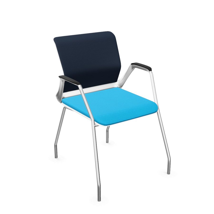 NOWY STYL - YOUTEAM Krzesło konferencyjne FRAME CHAIR 4L MESH PEARL WHITE | Siatkowe Oparcie i Siedzisko | na 4 nogach | Wersja perłowobiała PW | Podłokietniki