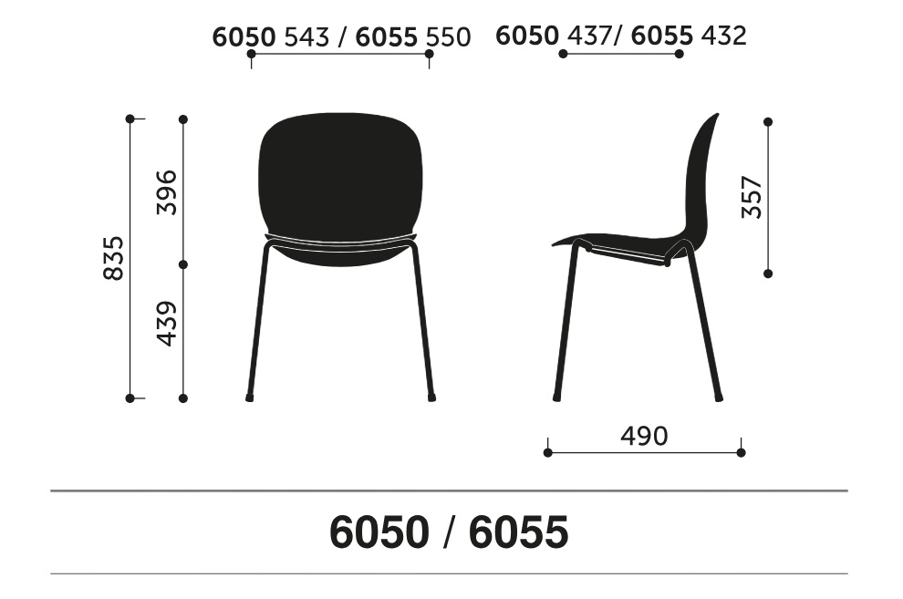 PROFIM - NOOR Krzesło Konferencyjne 6055 | Kubełek ze Sklejki | Na 4 Nogach