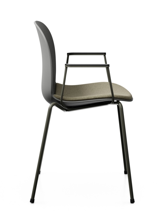 PROFIM - NOOR Krzesło Konferencyjne 6050S | Kubełek Plastikowy | Tapicerowana Nakładka na Siedzisko | Na 4 Nogach