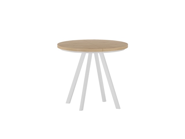 FURNITEX - ST17-FX Stół | Rozkładany | Okrągły | 90-180x77 | Dąb artisan | Nogi białe