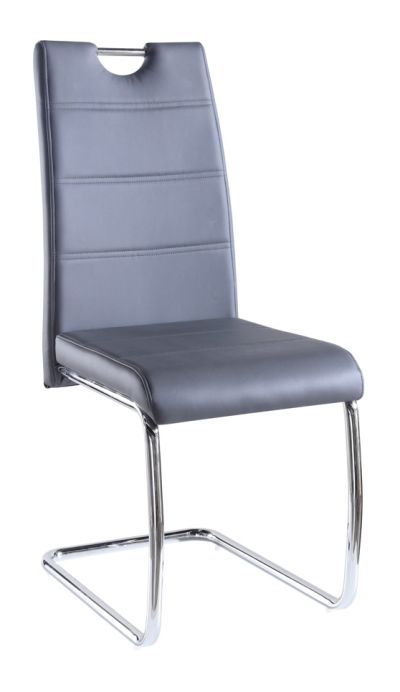 FURNITEX - Y-194 Krzesło | Na płozie | Ekoskóra | Szare | Chrom