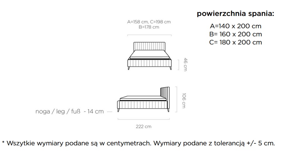 WERSAL - MAGGIE Łóżko 180x200 z pojemnikiem | rama stelaża metalowa