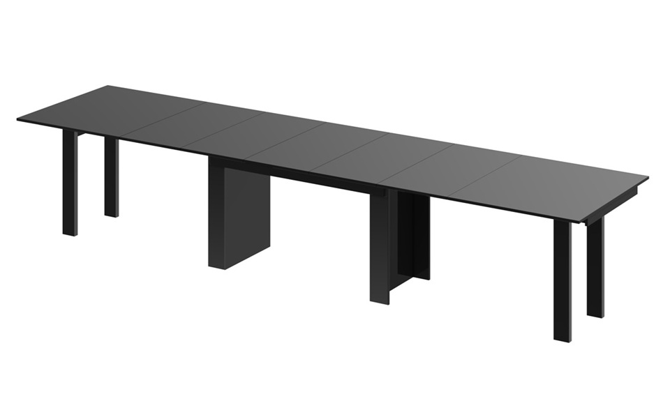 HUBERTUS - MAGRO Stół 170-410x100 | Czarny mat | Czarny połysk