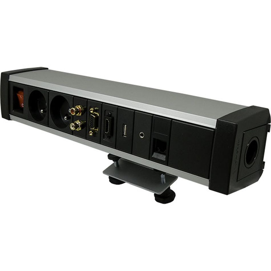 FORMAT - SKLEP - DESK SOCKET Mediaport D6M2GB2RJ1VG1JA1HD | 2 x 230 V | 2 x RJ45 kat 5e | 1 x VGA + JACK AUDIO | 1 x HDMI | 6 Modułów