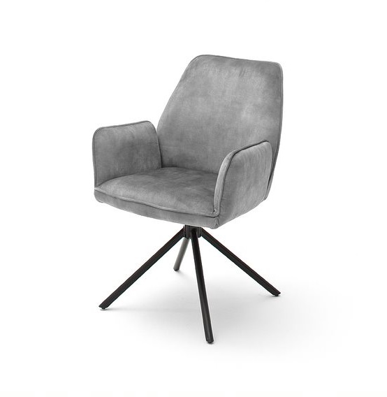 MC AKCENT - OTTAWA 2 Krzesło z podłokietnikiem | Nogi skośne | Obrót siedziska | Tkanina optyka welur Szary | OT2A47GX