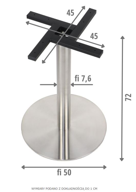 STEMA - SH-3001-6/S | Podstawa do stolika | Stal nierdzewna | Szczotkowana | Wysokość 72 cm