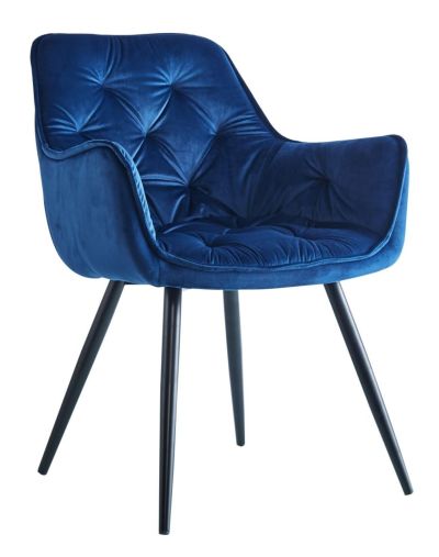 FURNITEX - HF-058 Krzesło | Velvet | Niebieskie | Nogi czarne
