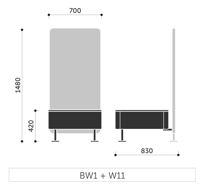 PROFIM - WALL IN Stolik BW1 | Kwadratowy do łączenia z 1 ścianką