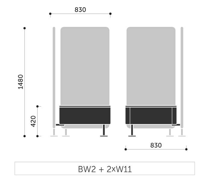 PROFIM - WALL IN Stolik BW2 | Kwadratowy do łączenia z 2 ściankami