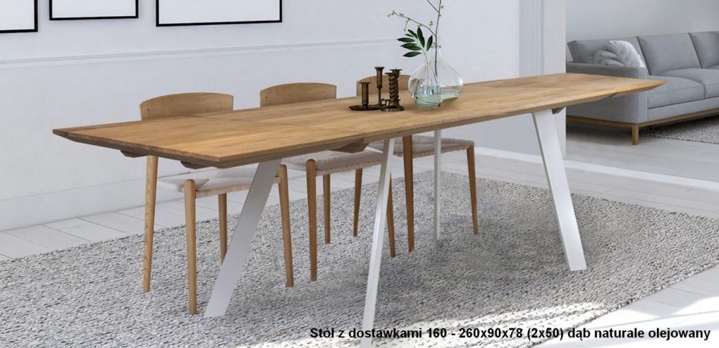 ORTUS - ROMANO Dąb Stół z dostawkami | 140x80 | Krawędź ścięta | Grubość blatu 4 cm | Lakier