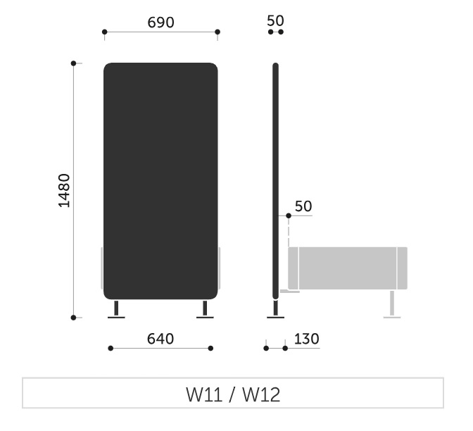 PROFIM - WALL IN Ścianka W11 | Pojedyncza do łączenia z 1 siedziskiem
