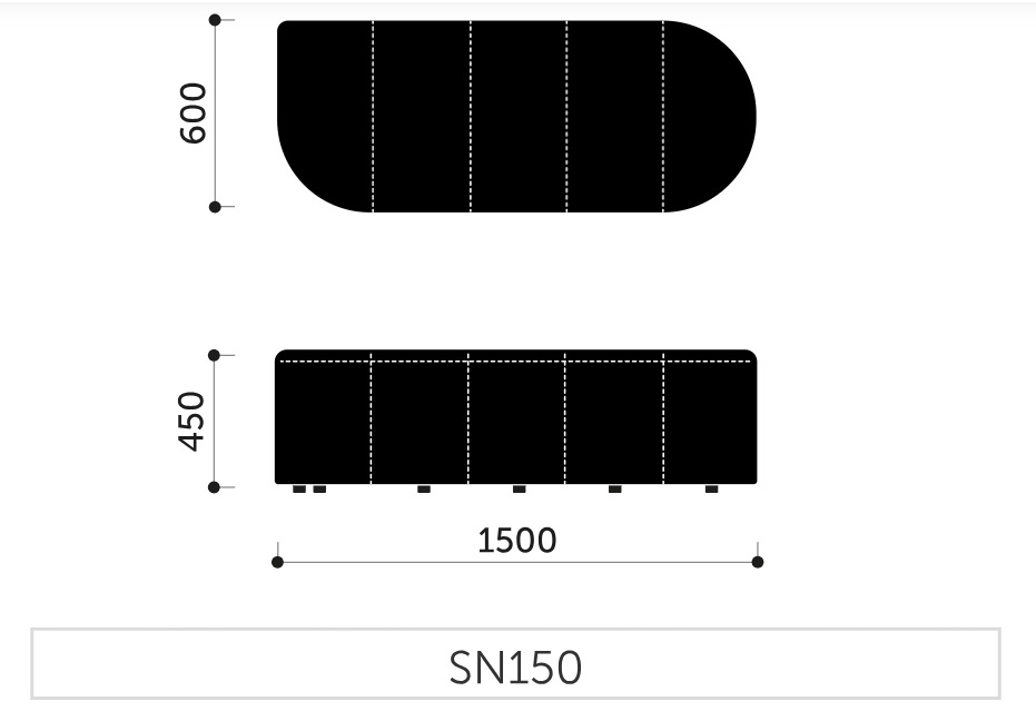 PROFIM - REVO Siedzisko wąskie SN150 | długość 150 cm