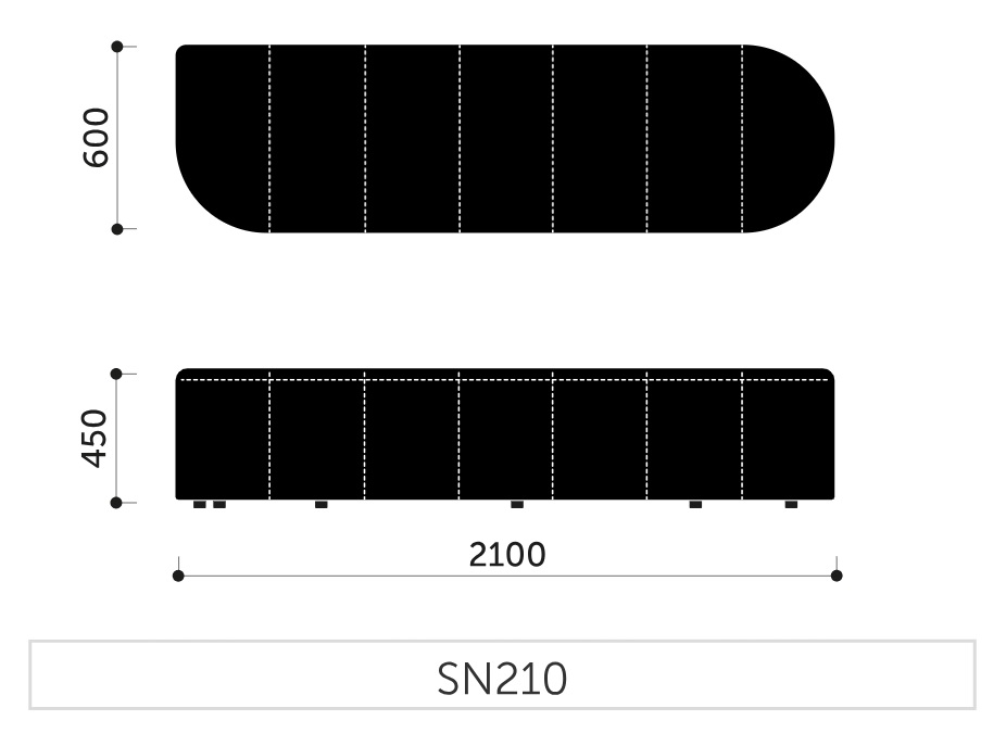 PROFIM - REVO Siedzisko wąskie SN210 | długość 210 cm