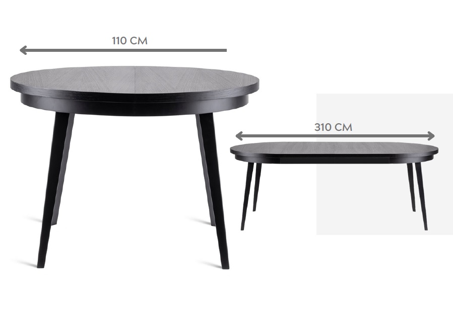 HALEX - SILVIO 02 Stół | Dąb lakier | Czarny | Metal czarny rozkładanie