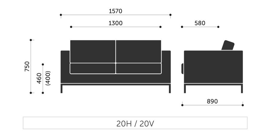 PROFIM - MYTURN Sofa 20V | na płozach | 2 siedziska