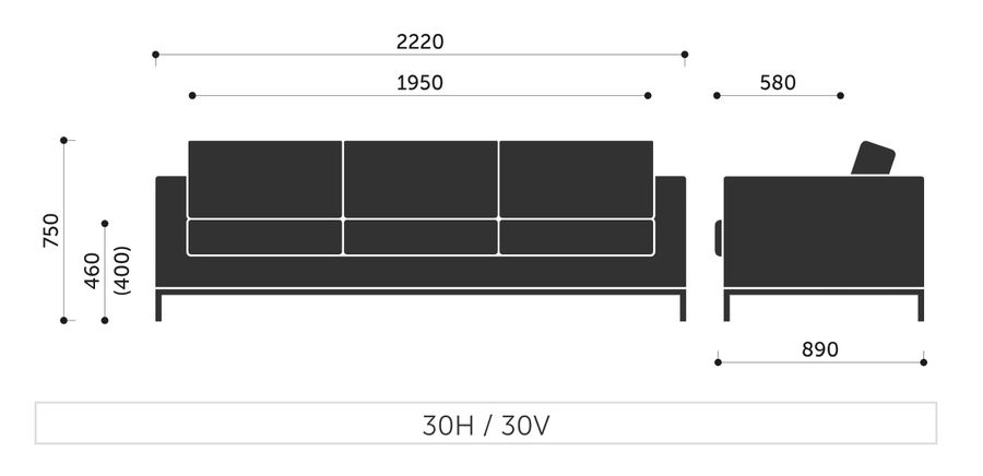 PROFIM - MYTURN Sofa 30V | na płozach | 3 siedziska