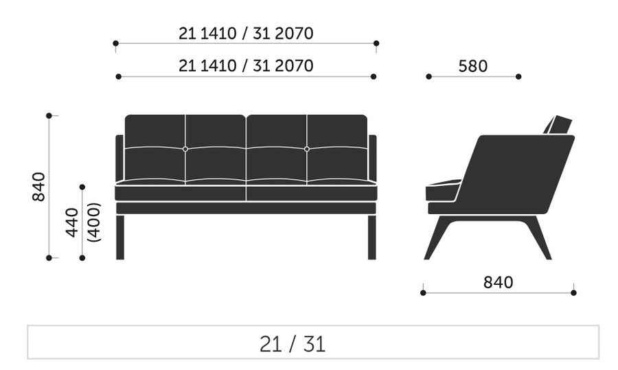 PROFIM - OCTOBER Sofa 31 | Nogi metalowe ^ drewniane | 3 siedziska