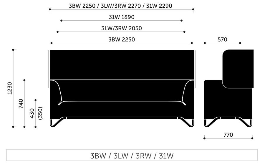 PROFIM - SOFTBOX Sofa 3L | 3 siedziska | Podłokietnik Lewy