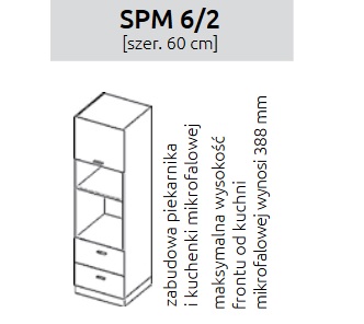 LAYMAN - ELIN Szafka SPM 6/2 | Słupek 60 | Zabudowa piekarnika i mikrofali | Z szufladami (starmotion)