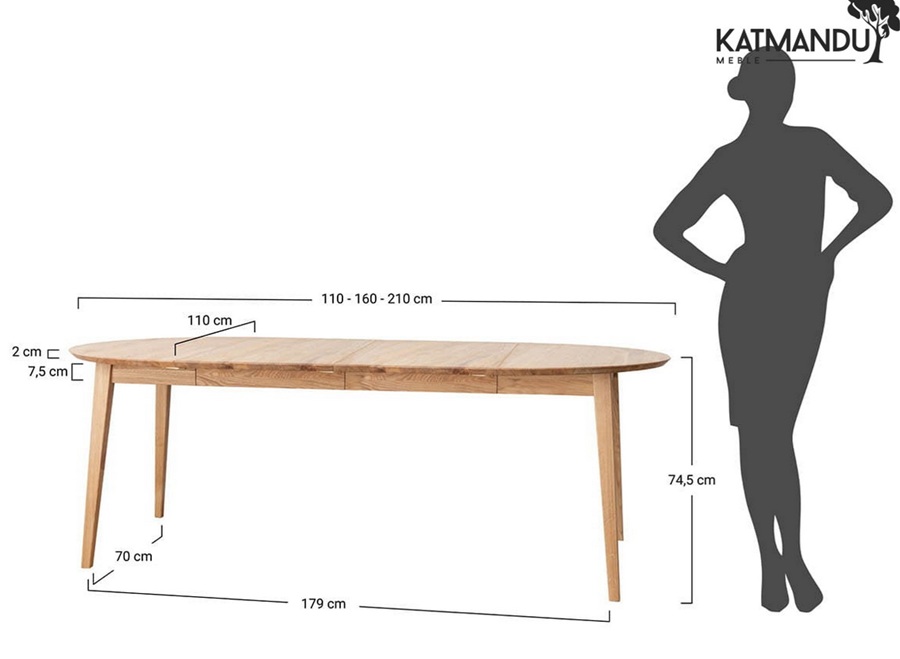 KATMANDU MEBLE - ORBETELLO Stół okrągły rozkładany 110-210 | Tabacco | KULSR1102x50T