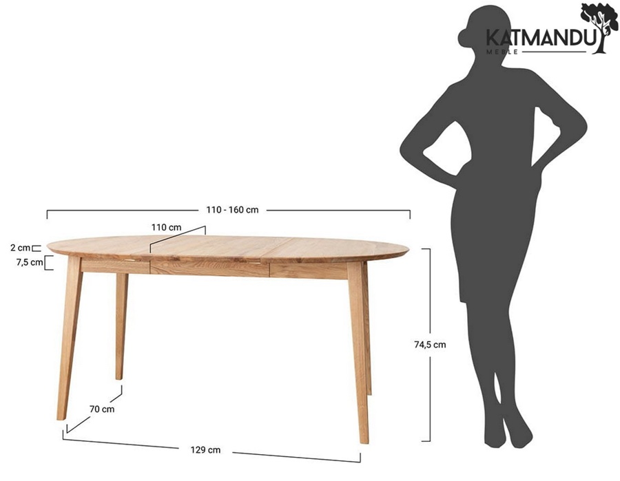 KATMANDU MEBLE - ORBETELLO Stół okrągły rozkładany 110-160 | Tabacco | KULSR110T