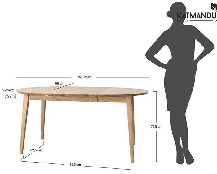 KATMANDU MEBLE - ORBETELLO Stół okragły rozkładany 90-140 | Dąb | KULSR9050