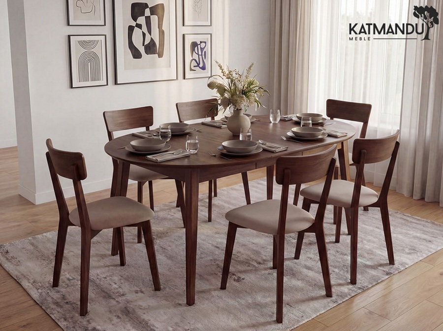 KATMANDU MEBLE - ORBETELLO Stół okragły rozkładany 90-140 | Tabacco | KULSR9050T