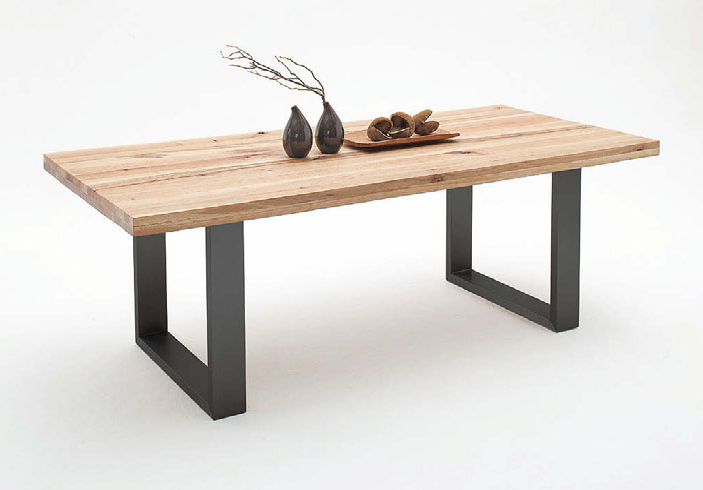 MC AKCENT - CASTELLO Stół drewniany 200x100 | Dąb lity ze spękaniami | Stelaż metal lakier antracyt mat | Dąb Dziki | C25200EW | DOSTĘPNE OD RĘKI