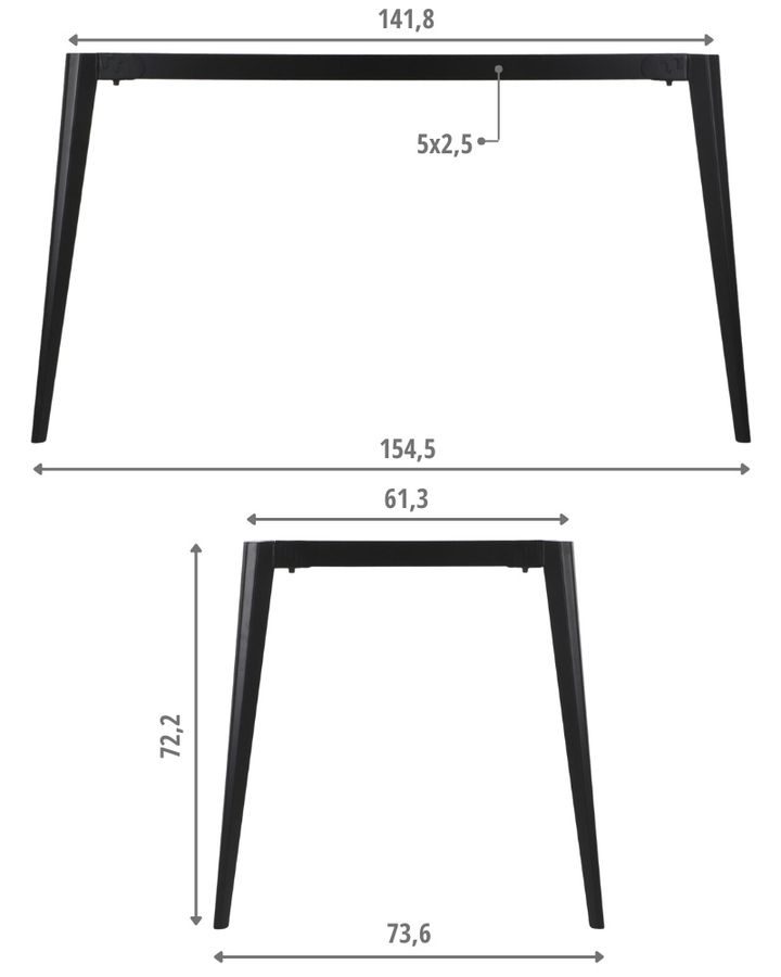STEMA - Stelaż ramowy NY-A385 | Czarny / Szary | 154,5x73,6x72,2 cm