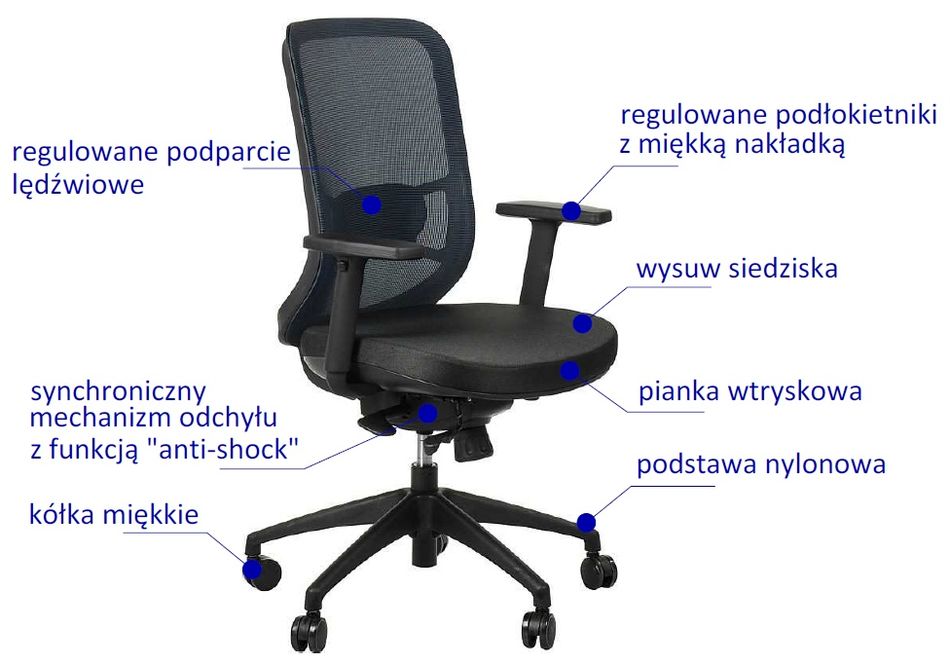 STEMA - Fotel obrotowy GN-310 | Niebieski | Z wysuwem siedziska