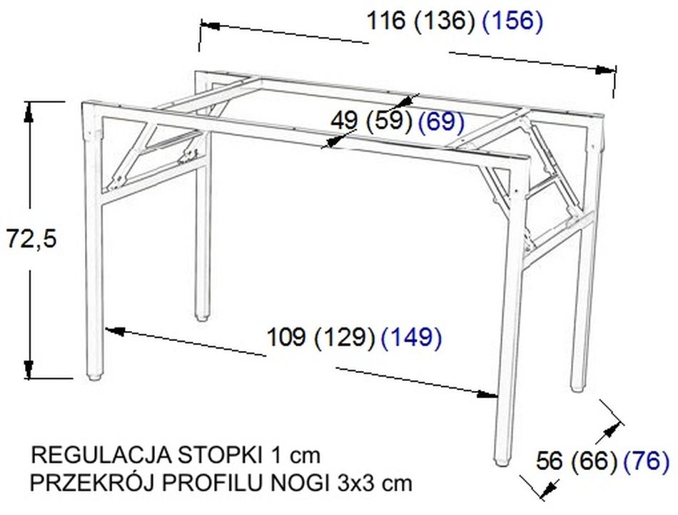 STEMA - Stelaż składany do biurka lub do stołu NY-A024 | 156 x 76 cm