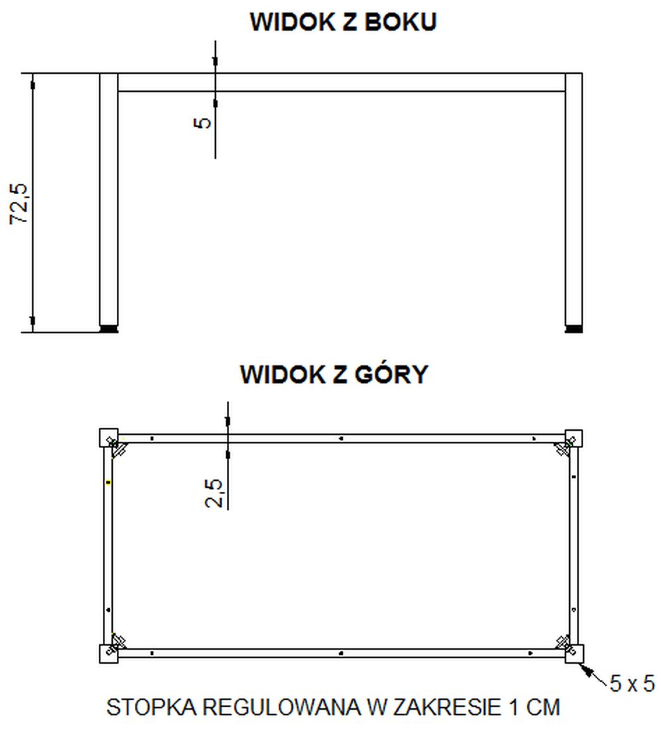 STEMA - Stelaż ramowy do biurka lub do stołu NY-A057-176K | 176 x 76 cm