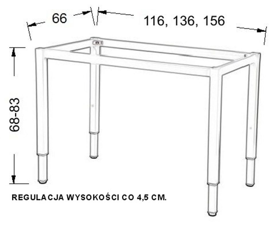 STEMA - Stelaż ramowy do biurka lub do stołu NY-A057-K | Regulowana wysokość | 116 x 66 cm