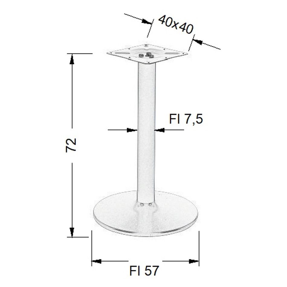 STEMA - Podstawa do stolika NY-B005 | Chromowana | Wysokość 72 cm | Fi 57 cm