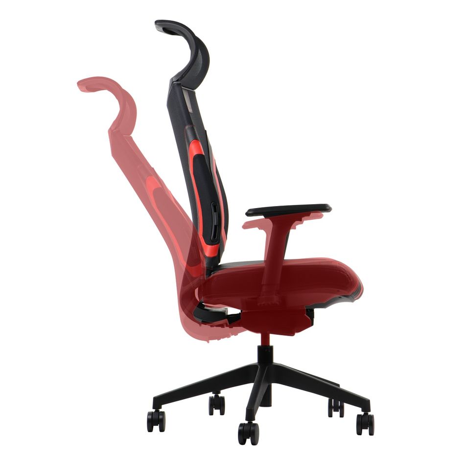 STEMA - Fotel obrotowy RYDER EXTREME | Czarno - Czerwony | Z wysuwem siedziska | Mechanizm samoważący