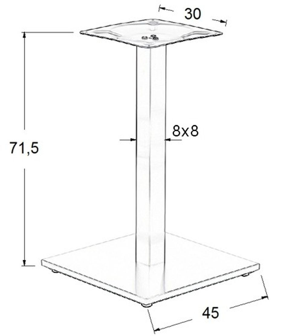 STEMA - Podstawa do stolika SH-2002-1/P/8 | Stal nierdzewna | Polerowana | Wysokość 71,5 cm