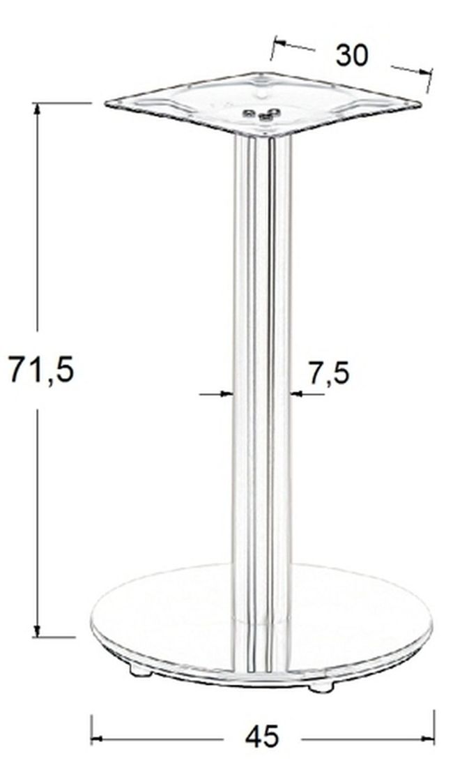 STEMA - Podstawa do stolika SH-2001-1/P | Stal nierdzewna | Polerowana | Wysokość 71,5 cm