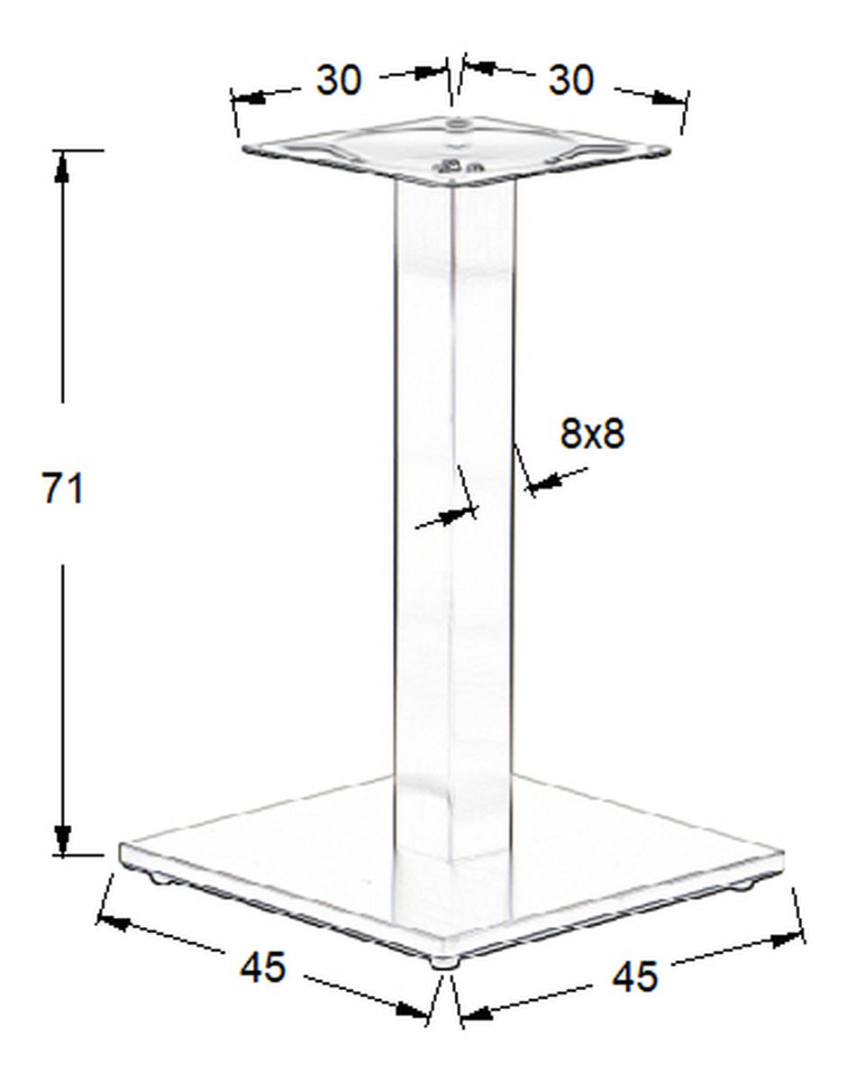 STEMA - Podstawa do stolika SH-2002-1/S/8 | Stal nierdzewna | Szczotkowana | Wysokość 71 cm