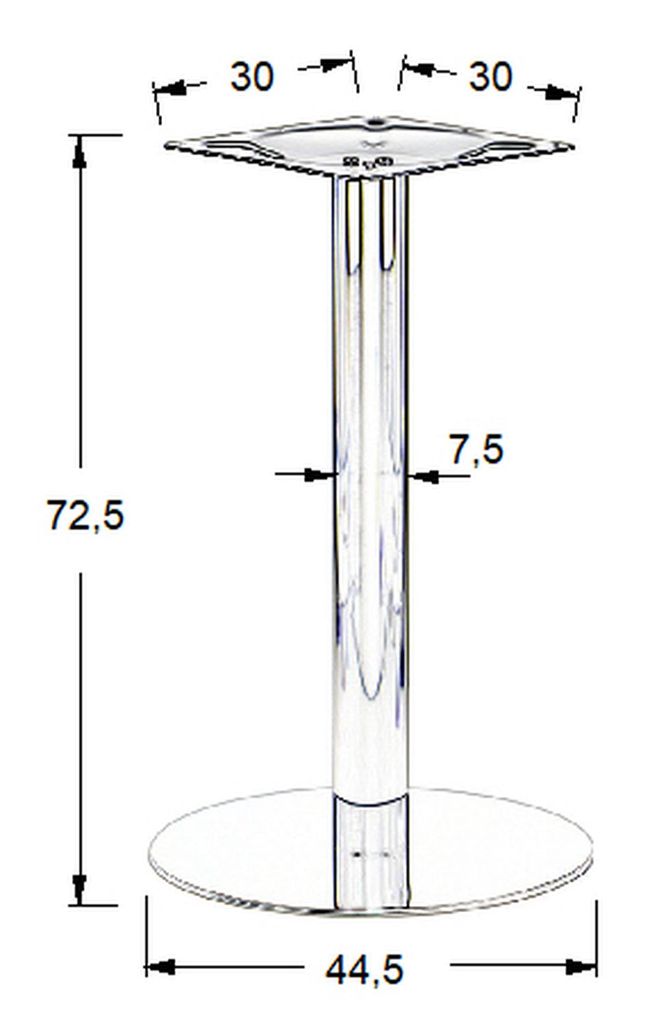 STEMA - Podstawa do stolika SH-3001-5/P | Stal nierdzewna | Polerowana | Wysokość 72,5 cm