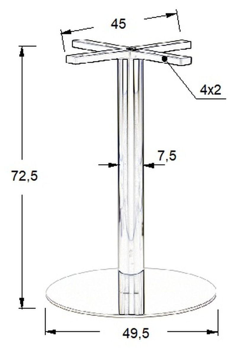STEMA - Podstawa do stolika SH-3001-6/P | Stal nierdzewna | Polerowana | Wysokość 72,5 cm