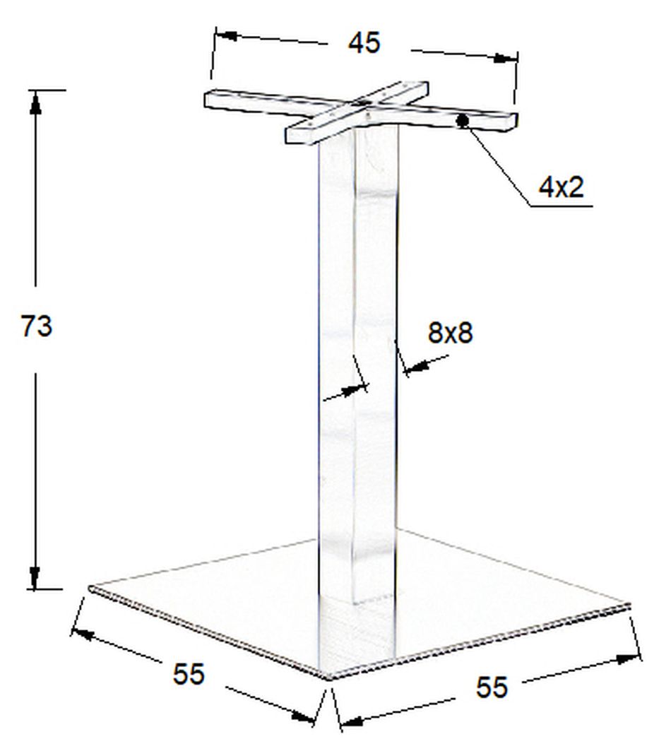 STEMA - Podstawa do stolika SH-3002-7/S | Stal nierdzewna | Szczotkowana | Wysokość 72,5 cm