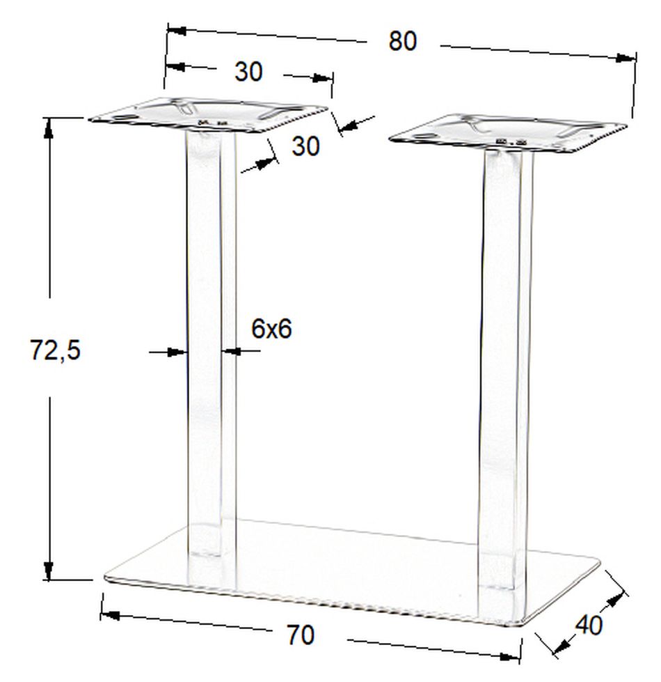 STEMA - Podstawa do stolika SH-3003-1/S/6 | Stal nierdzewna | Szczotkowana | Wysokość 72,5 cm