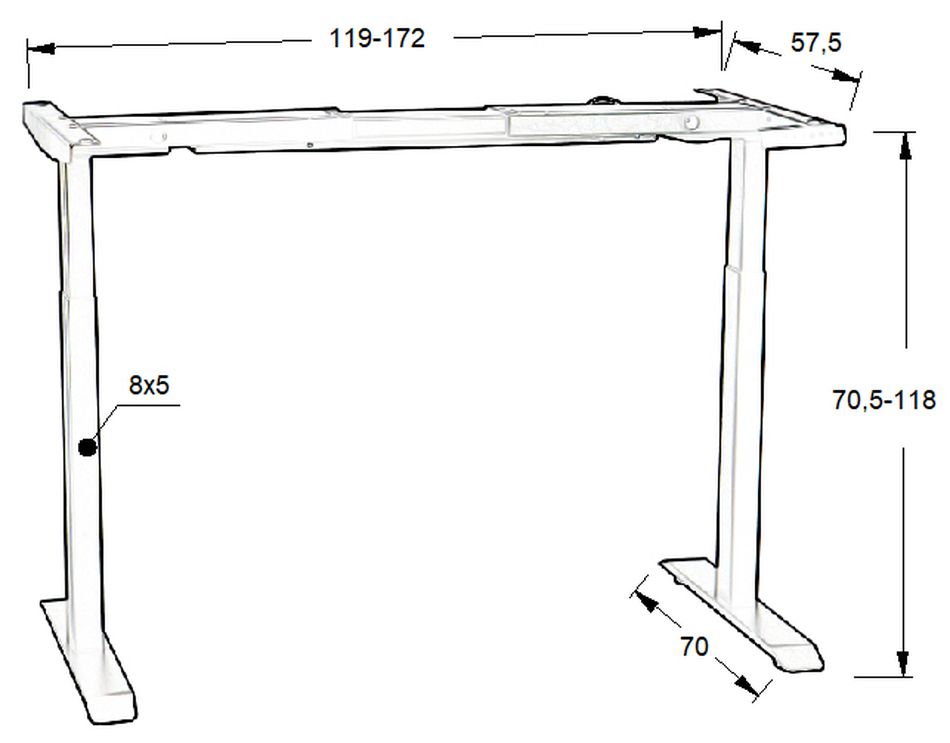STEMA - Stelaż do biurka lub do stołu UT04-2T/W | Elektryczna regulacja wysokości | 70,5 - 118 cm
