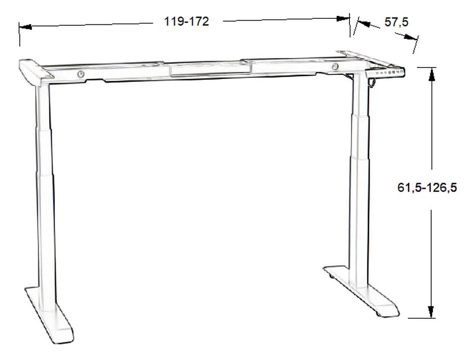 STEMA - Stelaż do biurka lub do stołu UT04-3T/A | Elektryczna regulacja wysokości | 61,5 - 126,5 cm