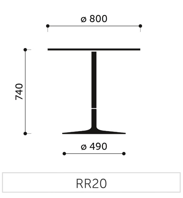 PROFIM - CHIC Stolik Restauracyjny RR20 | Okrągły | Wysokość 74 cm | Baza Żeliwna Czarna